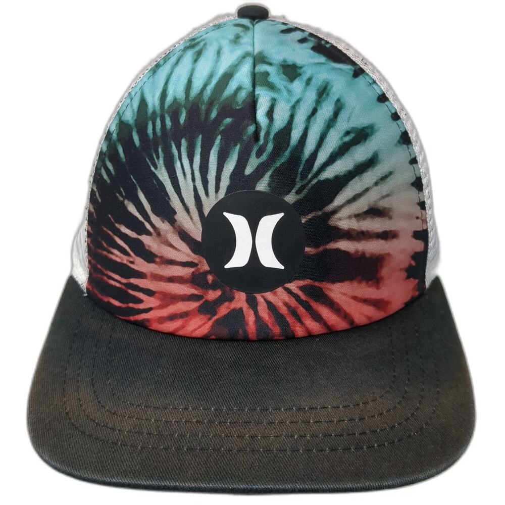 Hurley Trucker Hat Blue One Size Tie Dye Mesh Back Snapback Logo Patch